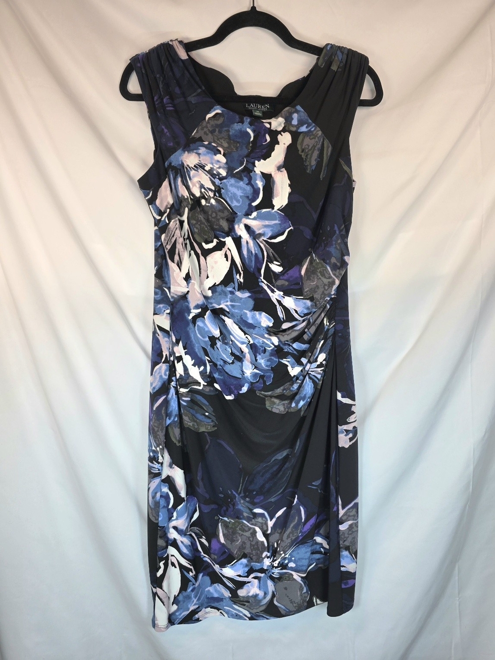 Lauren Ralph Lauren Women's Bodycon Ruched Draped Midi Sheath Dress Size 10